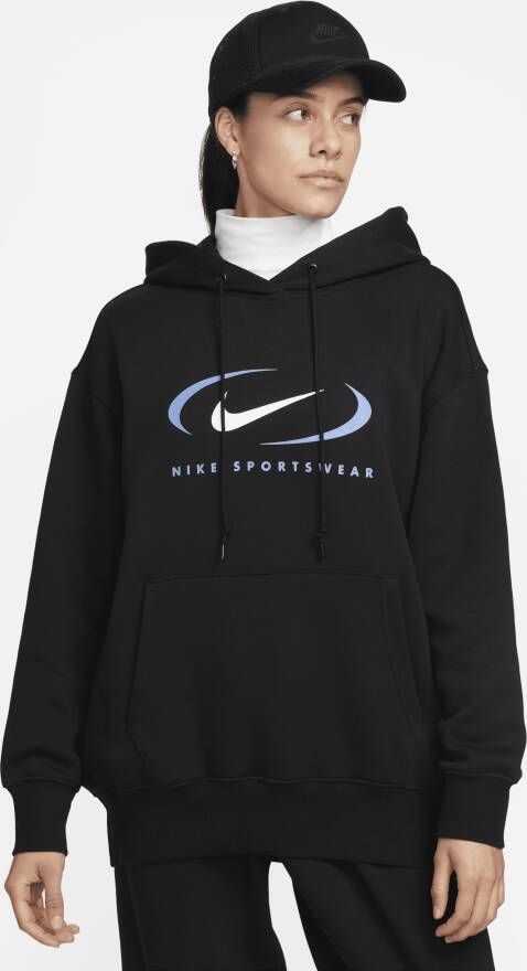 Nike Sportswear Oversized fleecehoodie voor dames Zwart