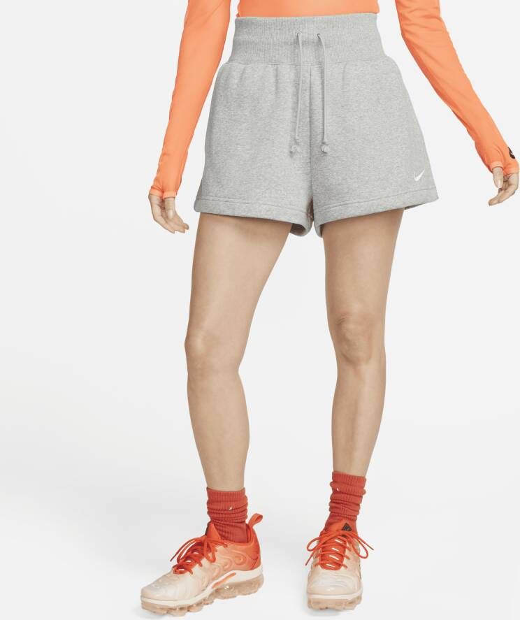 Nike Sportswear Phoenix Fleece damesshorts met ruimvallende pasvorm en hoge taille Grijs
