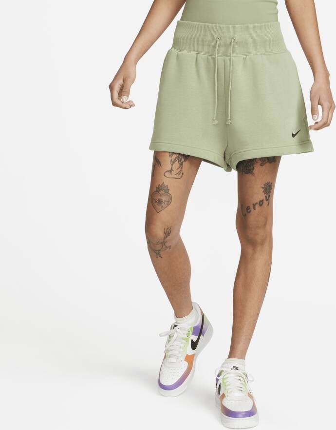 Nike Sportswear Phoenix Fleece damesshorts met ruimvallende pasvorm en hoge taille Groen