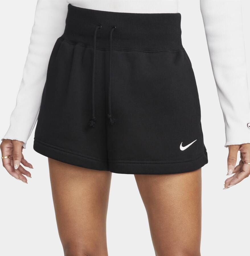 Nike Sportswear Phoenix Fleece damesshorts met ruimvallende pasvorm en hoge taille Zwart