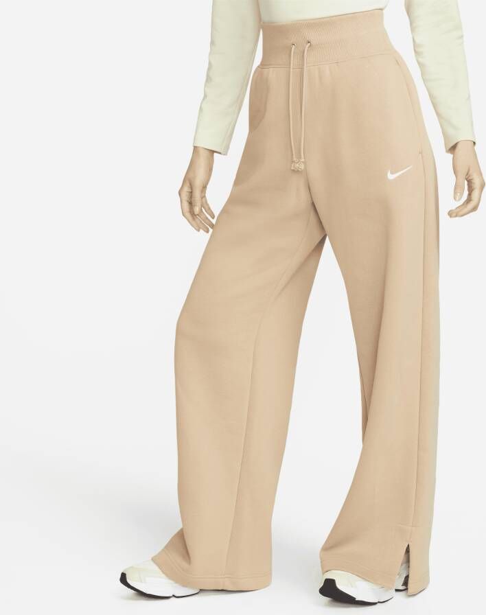 Nike Sportswear Phoenix Fleece Joggingbroek met hoge taille en wijde pijpen voor dames Bruin