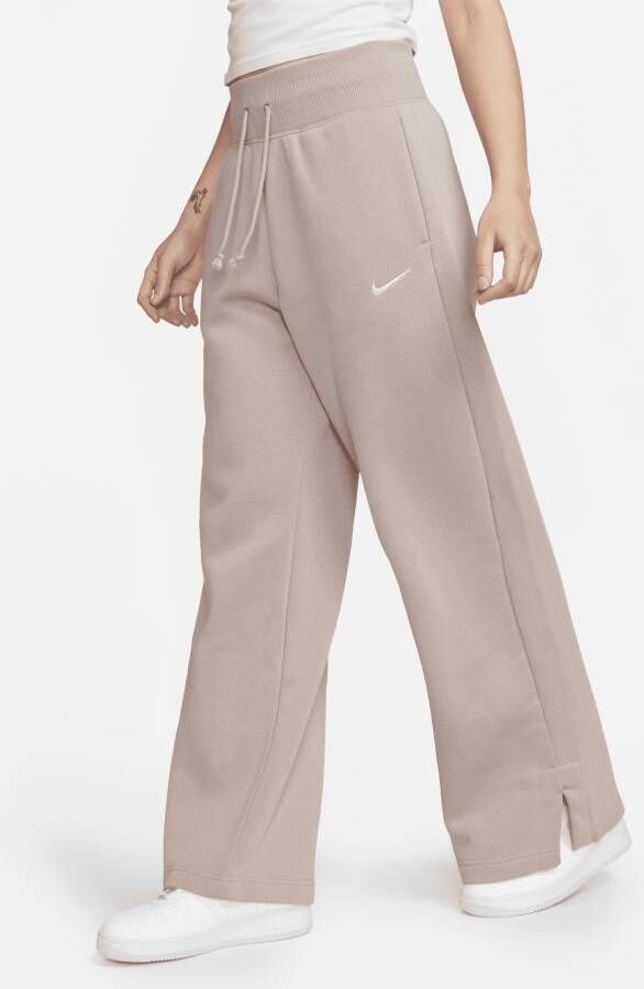 Nike Sportswear Phoenix Fleece Joggingbroek met hoge taille en wijde pijpen voor dames Bruin