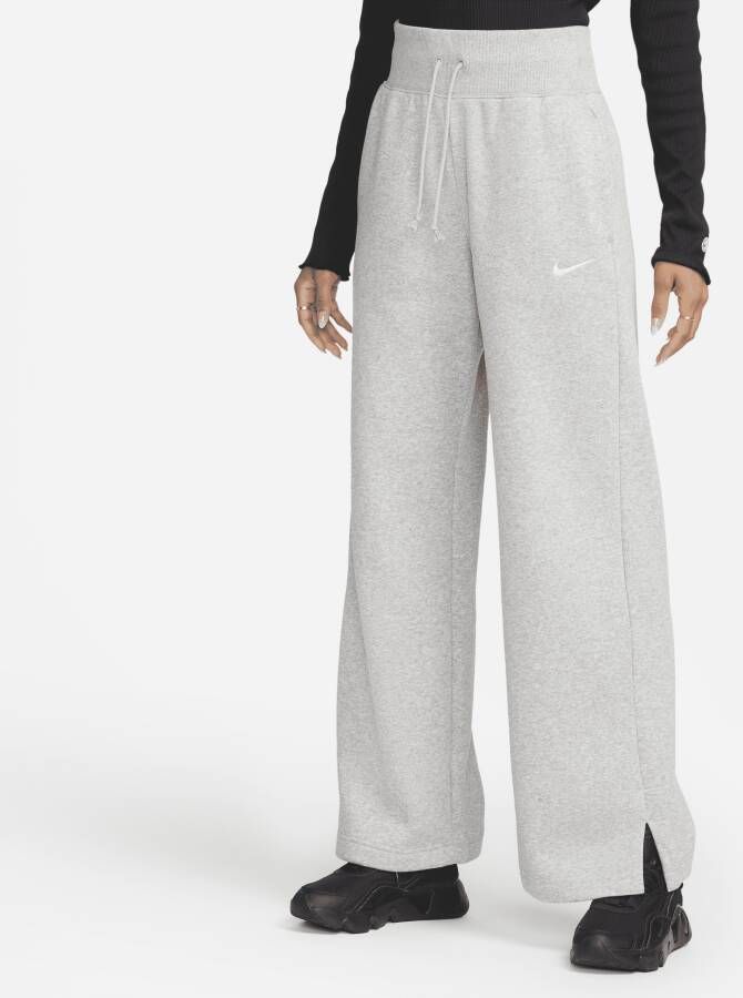 Nike Sportswear Phoenix Fleece Joggingbroek met hoge taille en wijde pijpen voor dames Grijs