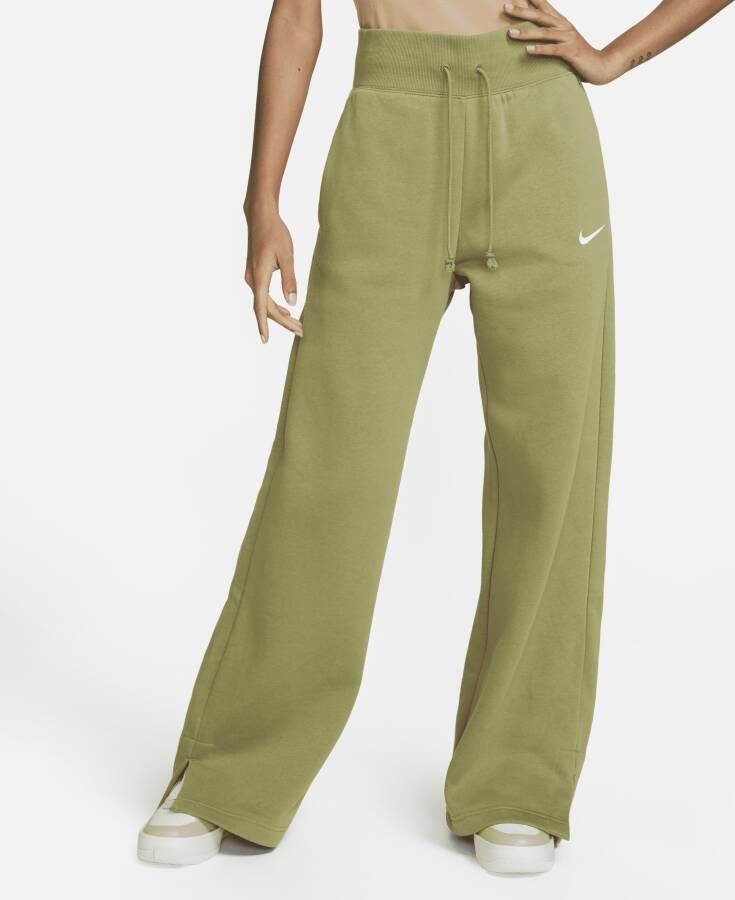 Nike Sportswear Phoenix Fleece Joggingbroek met hoge taille en wijde pijpen voor dames Groen