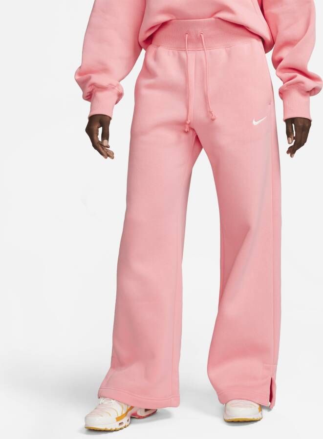 Nike Sportswear Phoenix Fleece Joggingbroek met hoge taille en wijde pijpen voor dames Roze