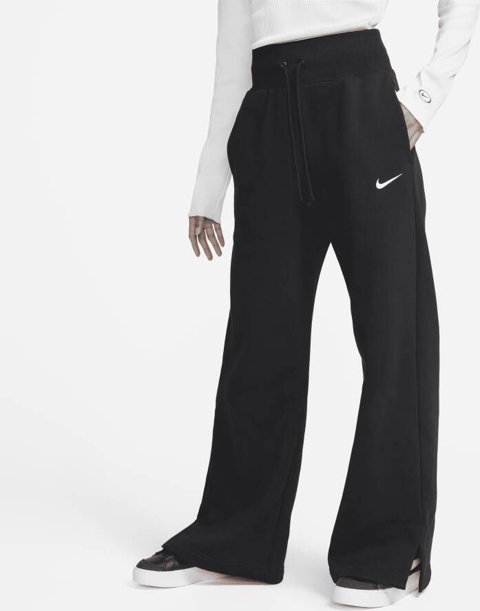 Nike Sportswear Phoenix Fleece Joggingbroek met hoge taille en wijde pijpen voor dames Zwart