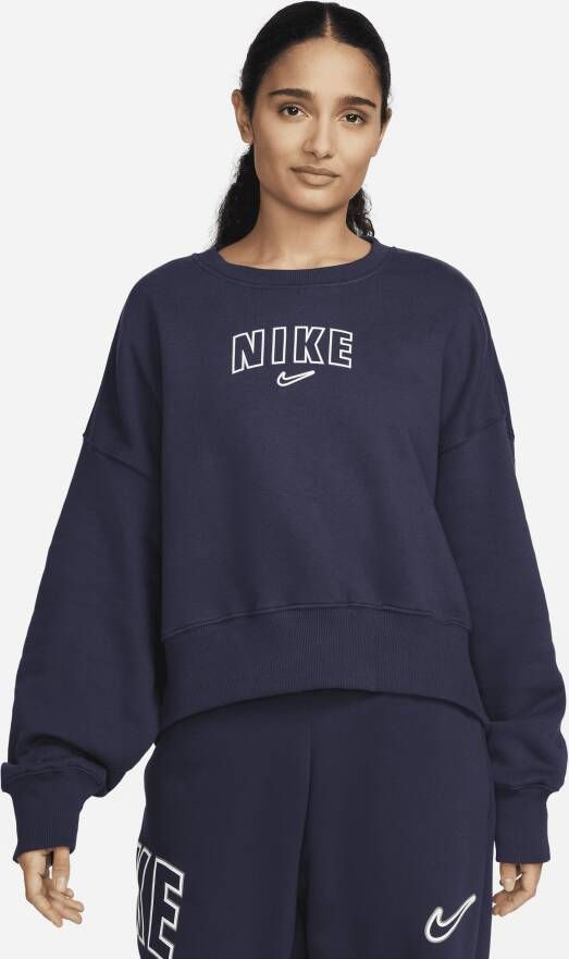 Nike Sportswear Phoenix Fleece Kort oversized sweatshirt met ronde hals voor dames Blauw