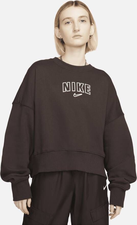 Nike Sportswear Phoenix Fleece Kort oversized sweatshirt met ronde hals voor dames Bruin