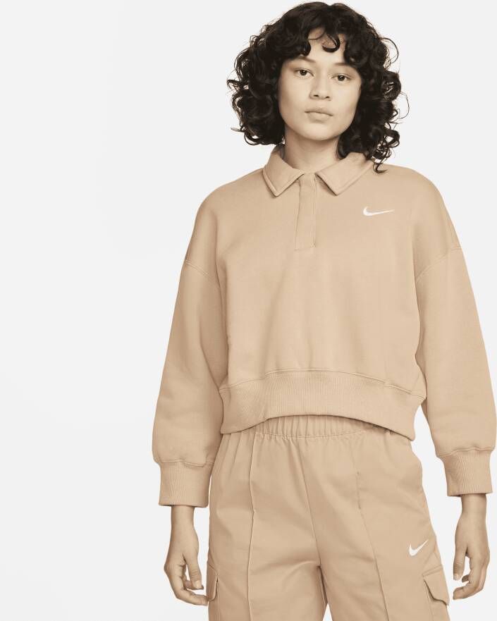 Nike Sportswear Phoenix Fleece Kort polosweatshirt met 3 4 mouwen