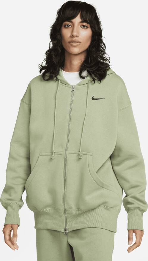 Nike Sportswear Phoenix Fleece Oversized fleecehoodie met rits over de hele lengte voor dames Groen