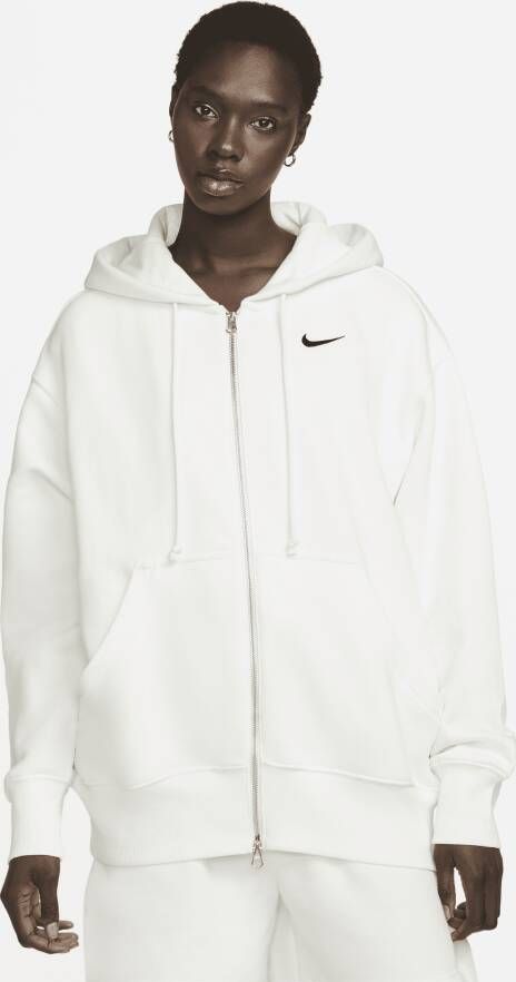 Nike Sportswear Phoenix Fleece Oversized fleecehoodie met rits over de hele lengte voor dames Wit