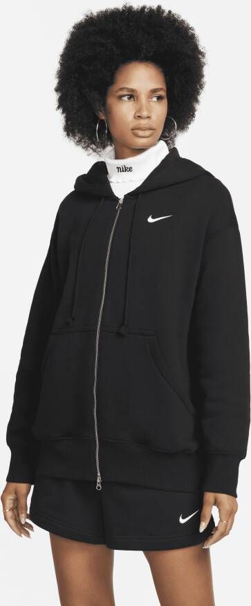 Nike Sportswear Phoenix Fleece Oversized fleecehoodie met rits over de hele lengte voor dames Zwart