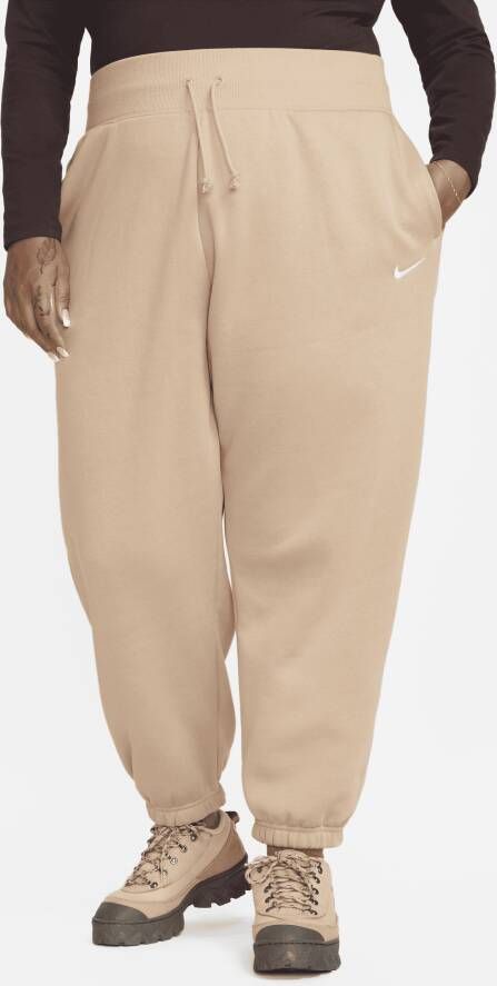 Nike Sportswear Phoenix Fleece Oversized joggingbroek met hoge taille voor dames (Plus Size) Bruin