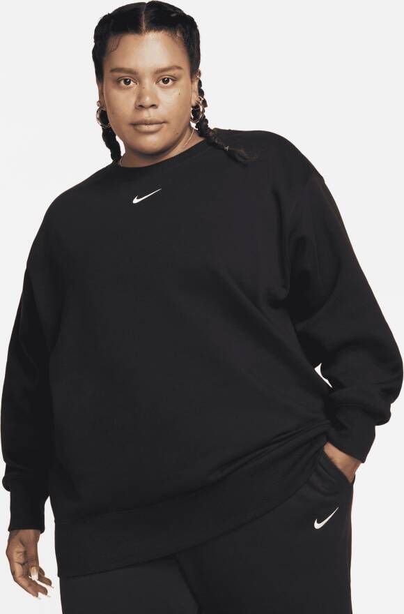 Nike Sportswear Phoenix Fleece oversized sweatshirt van fleece met ronde hals voor dames (Plus Size) Zwart