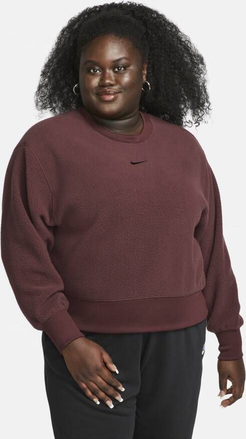 Nike Sportswear Plush Kort sweatshirt met ronde hals voor dames (Plus Size) Rood