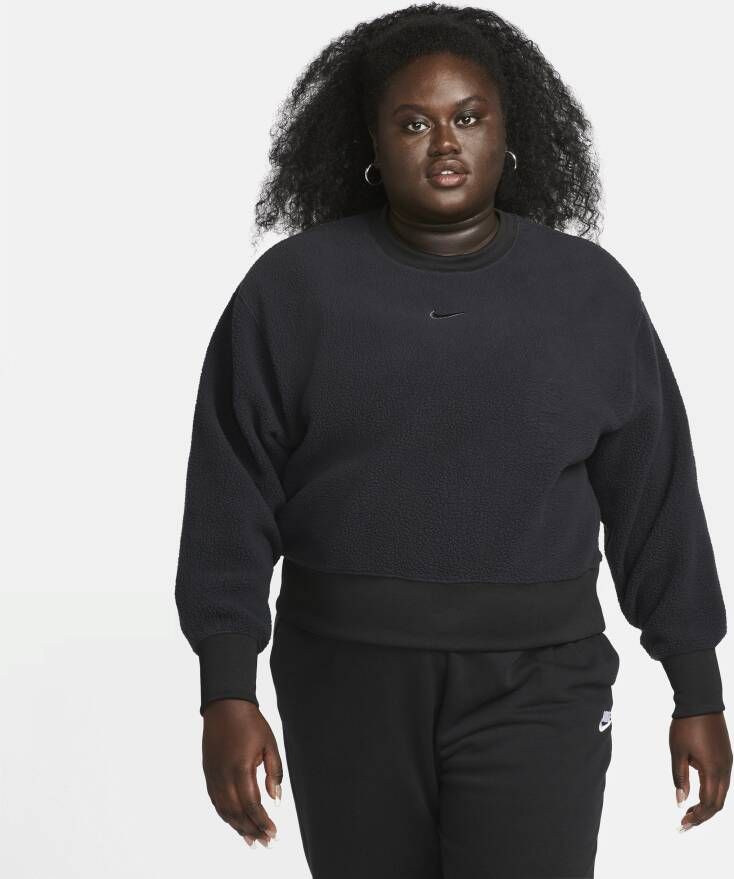 Nike Sportswear Plush Kort sweatshirt met ronde hals voor dames (Plus Size) Zwart