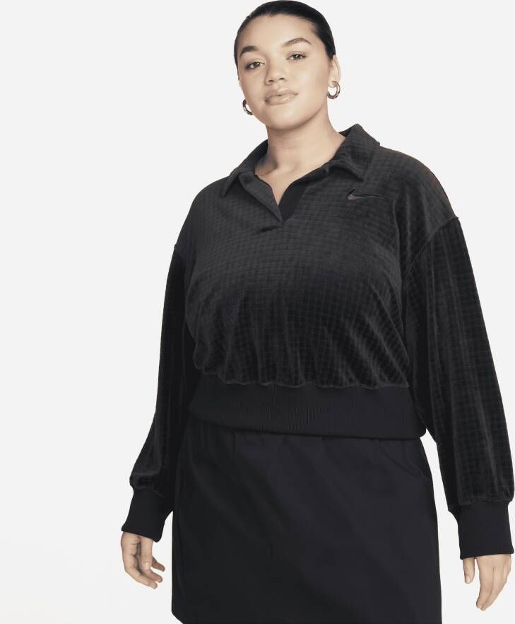 Nike Sportswear Polo van velours voor dames (Plus Size) Zwart