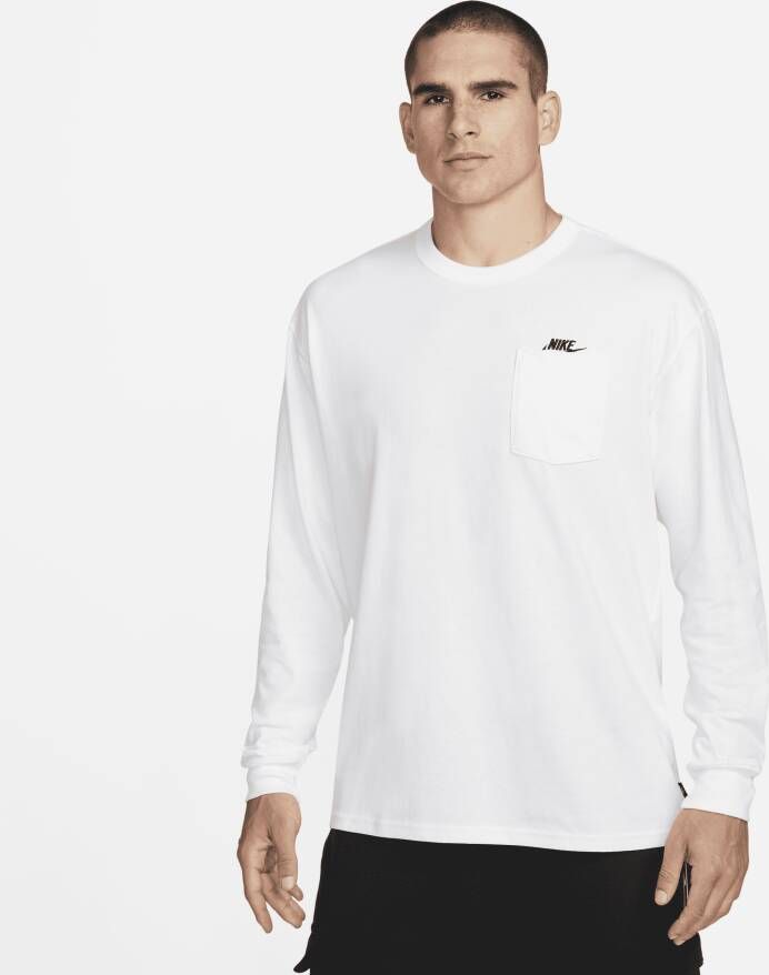 Nike Sportswear Premium Essentials Pocket T-shirt met lange mouwen voor heren Wit