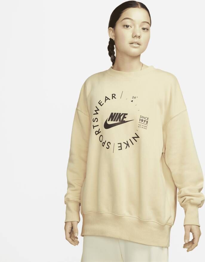 Nike Sportswear Sports Utility oversized sweatshirt met ronde hals voor dames Bruin