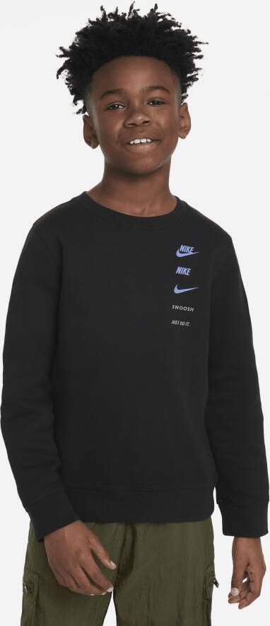 Nike Sportswear Standard Issue fleece sweatshirt met ronde hals voor jongens Zwart
