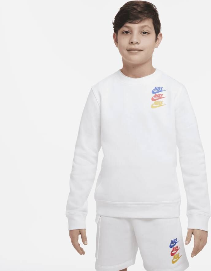 Nike Sportswear Standard Issue Fleece sweatshirt voor jongens Wit
