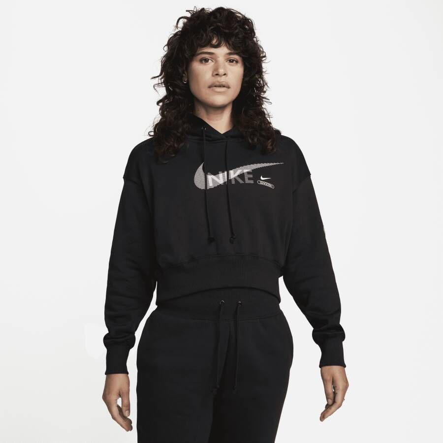 Nike Sportswear Swoosh Fleecehoodie voor dames Zwart