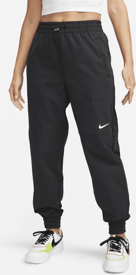 Nike Sportswear Woven Swoosh Pant Zwart wit Black Dames