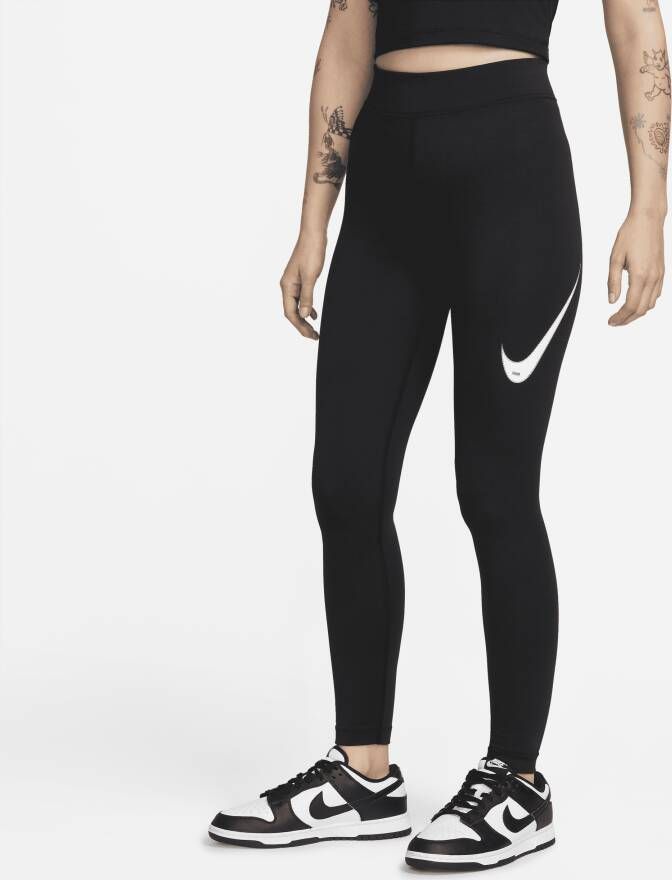 Nike Sportswear Swoosh Legging met hoge taille voor dames Zwart