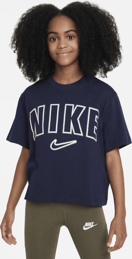 Nike Sportswear T-shirt met recht design voor meisjes Blauw
