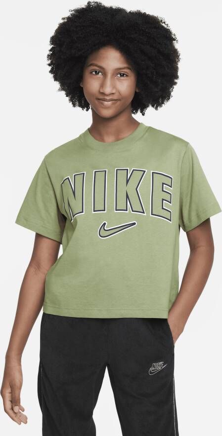 Nike Sportswear T-shirt met recht design voor meisjes Groen