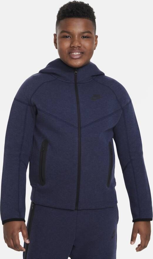 Nike Sportswear Tech Fleece Hoodie met rits over de hele lengte voor jongens (ruimere maten) Blauw