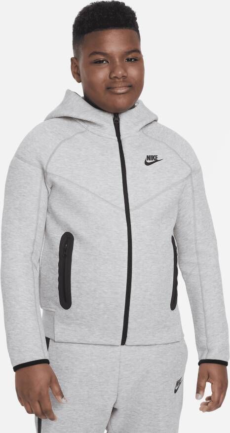 Nike Sportswear Tech Fleece Hoodie met rits over de hele lengte voor jongens (ruimere maten) Grijs