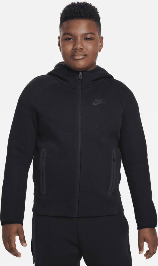 Nike Sportswear Tech Fleece Hoodie met rits over de hele lengte voor jongens (ruimere maten) Zwart