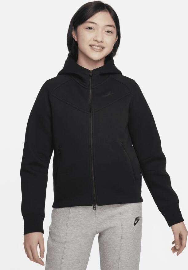 Nike Sportswear Tech Fleece Hoodie met rits over de hele lengte voor meisjes Zwart
