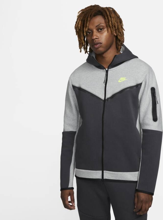 Nike Sportswear Tech Fleece Full-zip Hoodie Hooded vesten Kleding dk grey heather anthracite volt maat: M beschikbare maaten:M L XL XXL