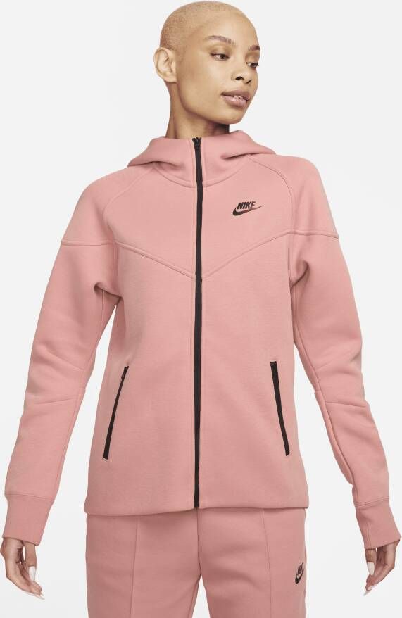 Nike Sportswear Tech Fleece Windrunner Hoodie met rits voor dames Roze