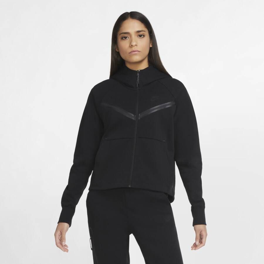 Nike Sportswear Tech Fleece Windrunner Hoodie met rits voor dames Zwart