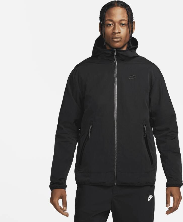 Nike Sportswear Tech Woven Herenjack met capuchon voering en rits over de hele lengte Zwart