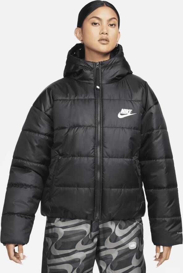 Nike Sportswear Synthetic-fill Repel Hooded Jacket Pufferjassen Kleding black black white maat: M beschikbare maaten:XS M L