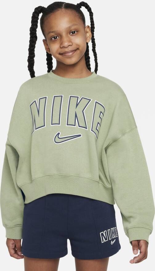 Nike Sportswear sweatshirt van fleece met ronde hals voor meisjes Groen