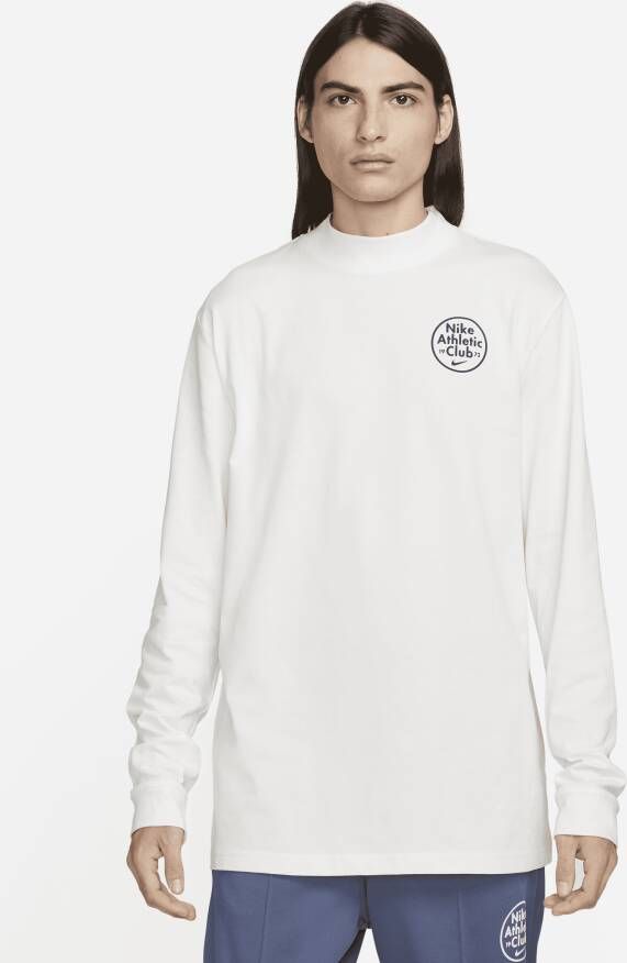 Nike Sportswear T-shirt met opstaande kraag en lange mouwen voor heren Wit