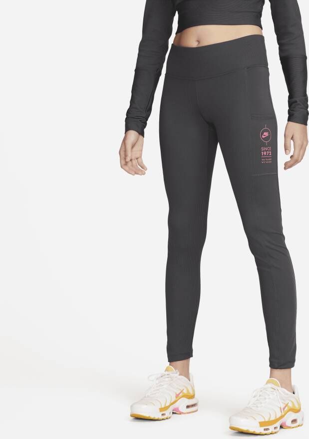 Nike Sportswear Utility geribde legging met zakken voor dames Grijs