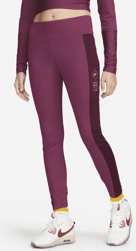 Nike Sportswear Utility geribde legging met zakken voor dames Rood