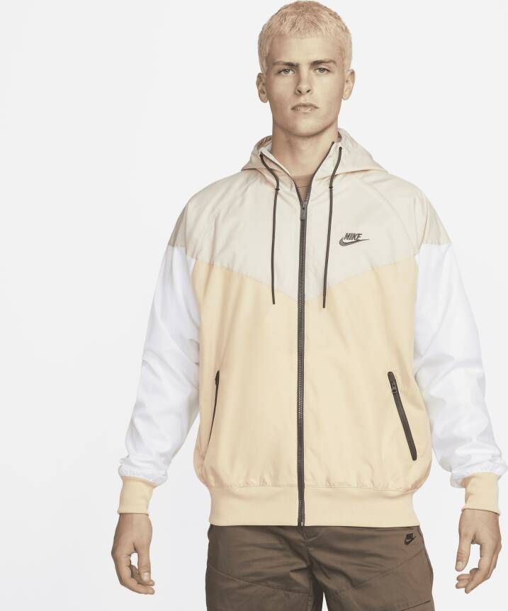 Nike Sportswear Windrunner Hooded Jacket White Beige Heren