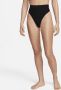 Nike Swim uitgesneden bikinibroekje met hoge taille voor dames Zwart - Thumbnail 1