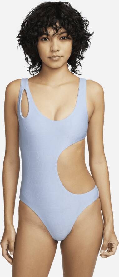 Nike Swim zwempak met uitsneden voor dames (eendelig) Blauw