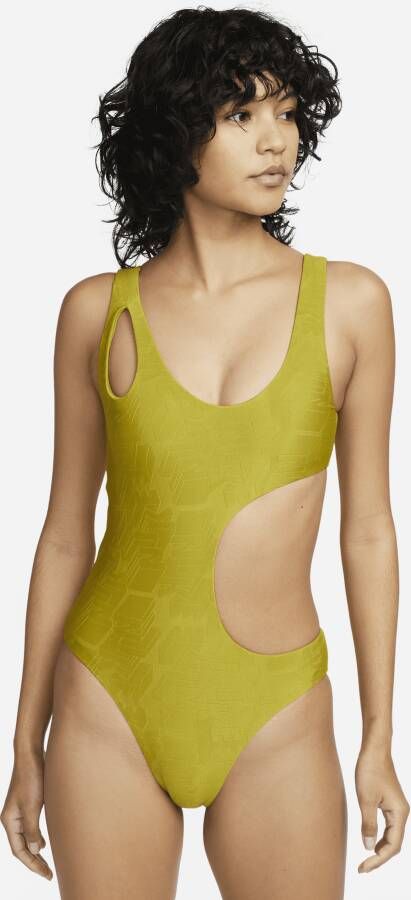 Nike Swim zwempak met uitsneden voor dames (eendelig) Groen