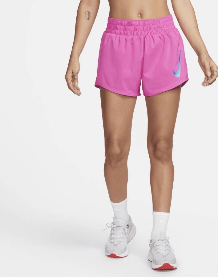 Nike Swoosh Hardloopshorts met binnenbroek voor dames Roze