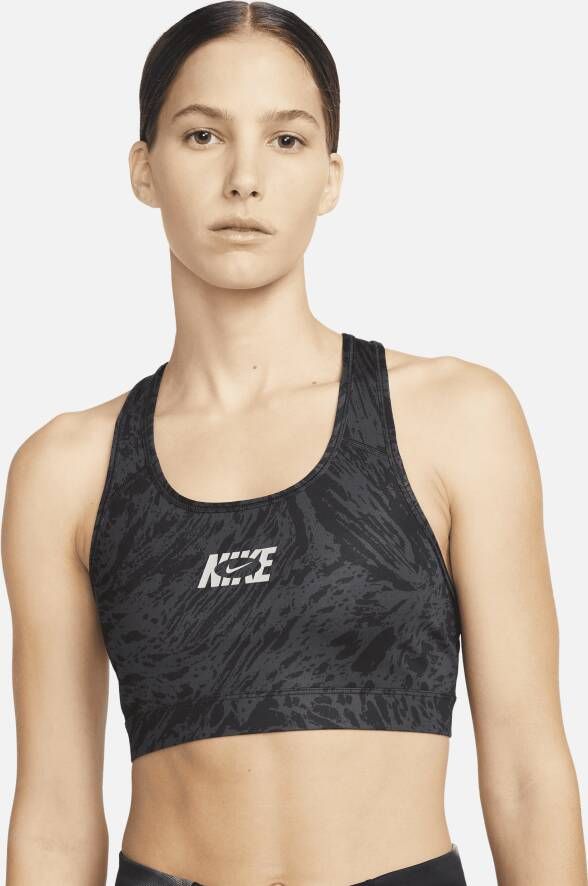 Nike Swoosh Icon Clash Non-padded sport-bh met bandjes en medium ondersteuning Zwart