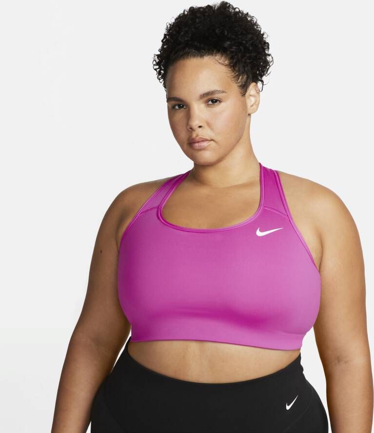 Nike Swoosh Non-padded sport-bh met medium ondersteuning (Plus Size) Roze